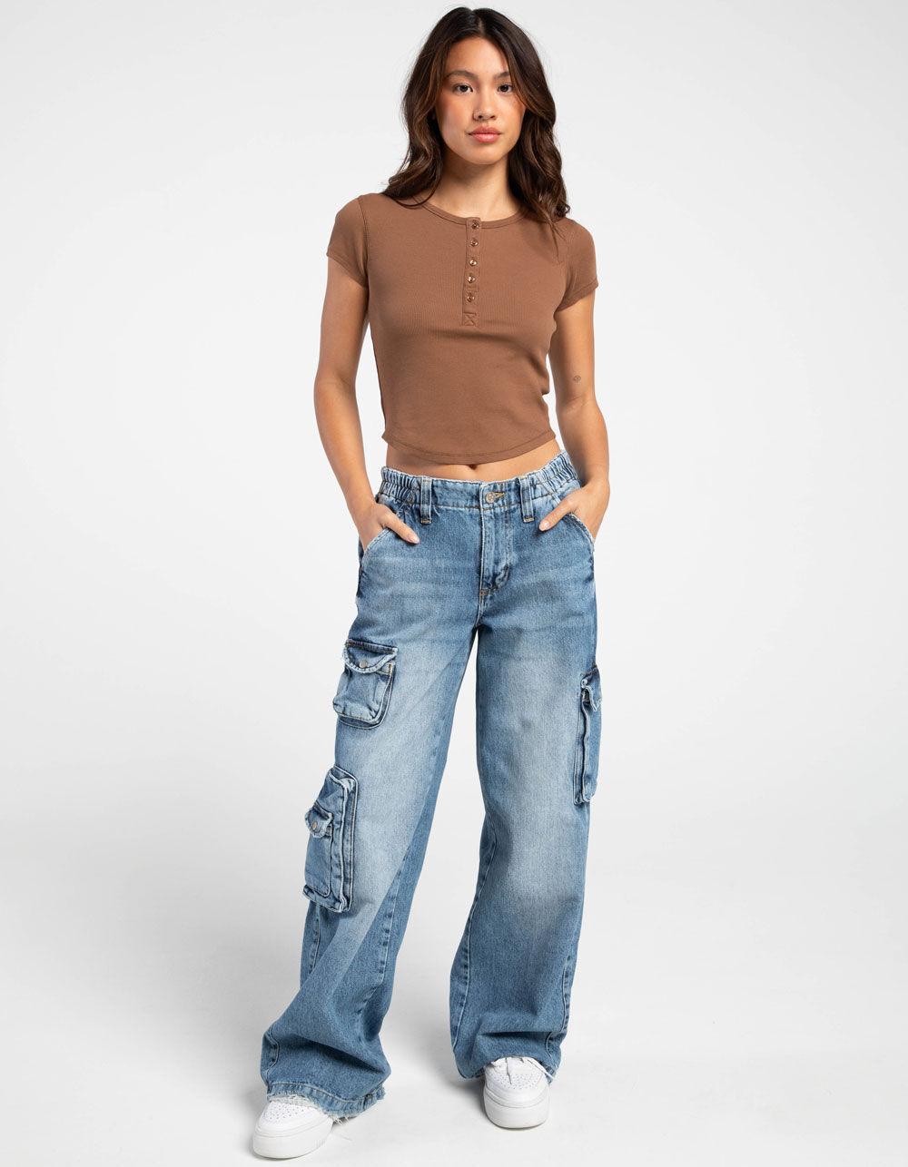 BDG Urban Outfitters Womens Baby Henley - RED Product Image