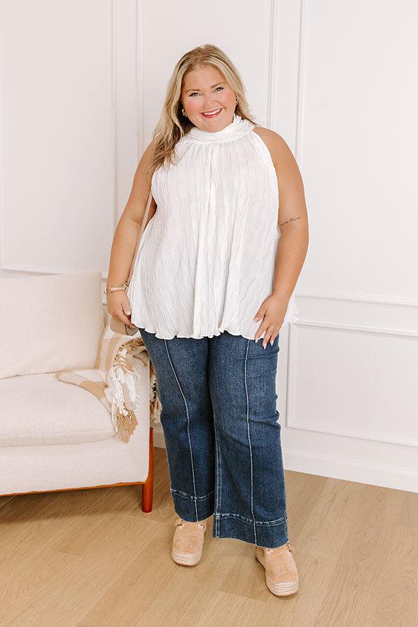 Lead Me Back To You Pleated Top in White Curves Product Image