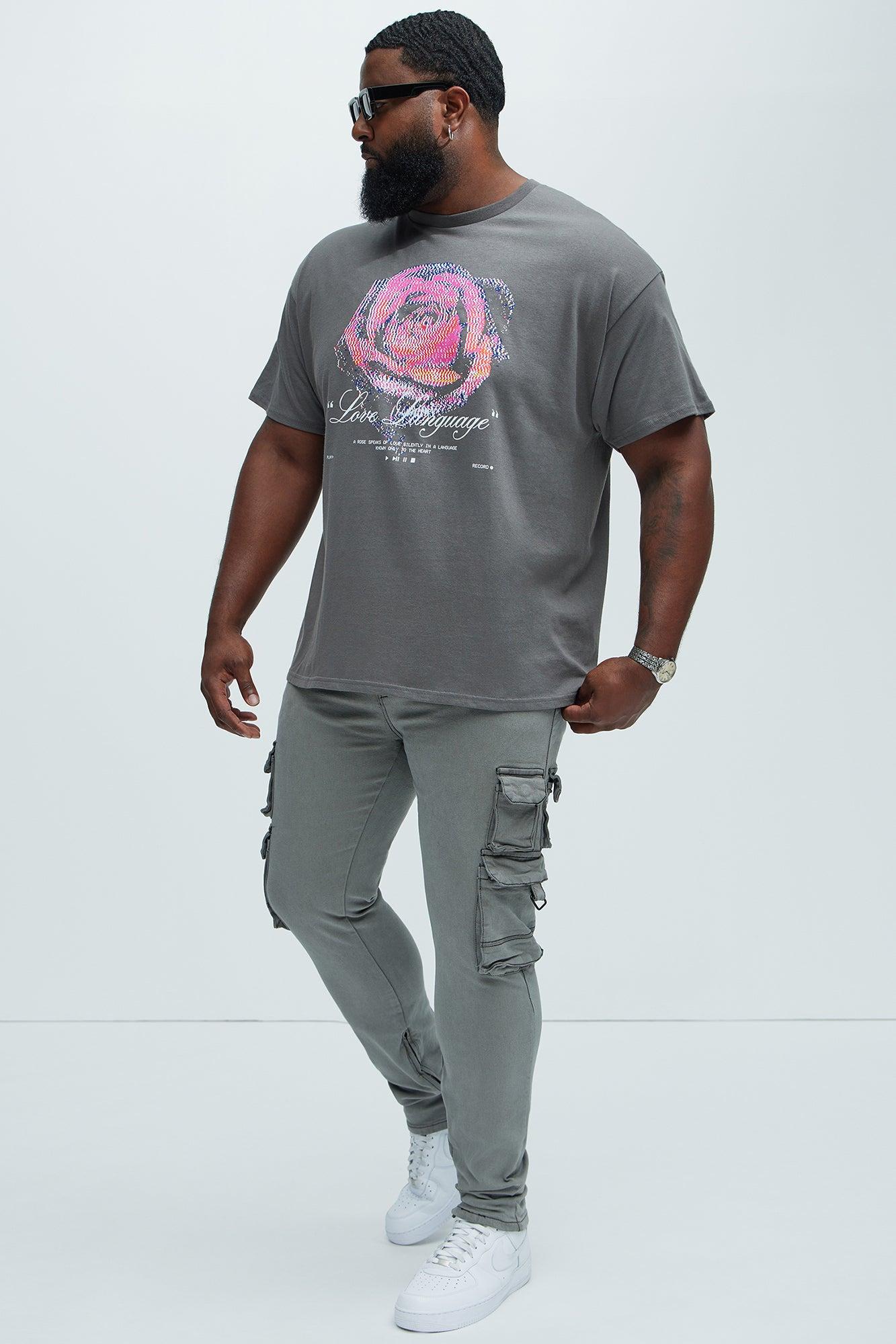 On The Double Cargo Stacked Skinny Convertible Flare Jeans - Grey Product Image