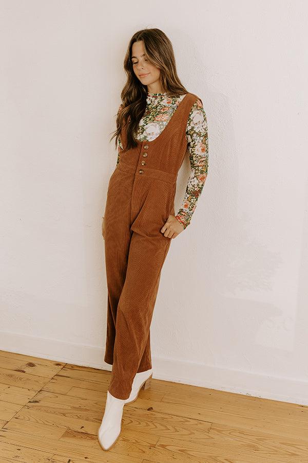 Falling For You Corduroy Jumpsuit in Mocha Product Image