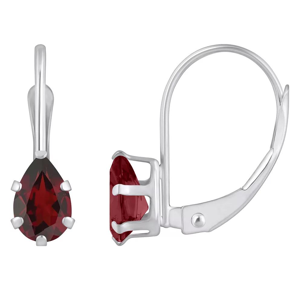 Celebration Gems 10k Gold Pear Shape Lab-Created Ruby Leverback Earrings, Women's Product Image