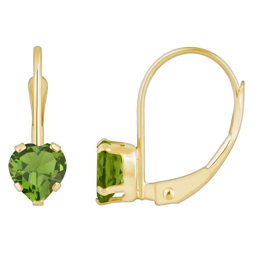 Celebration Gems 10k Gold Heart Shape Garnet Leverback Earrings, Women's Product Image