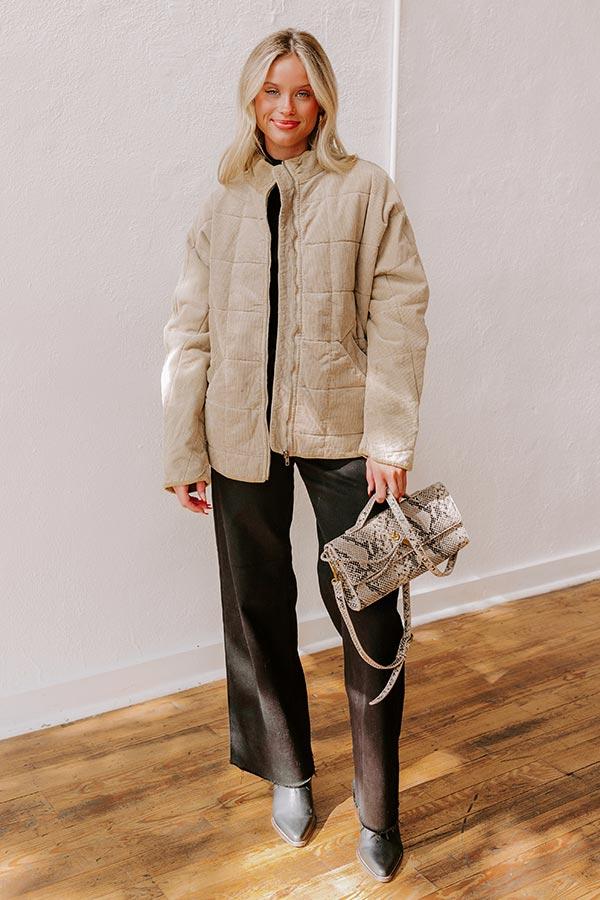 Cozy Moment Corduroy Jacket in Warm Taupe Product Image