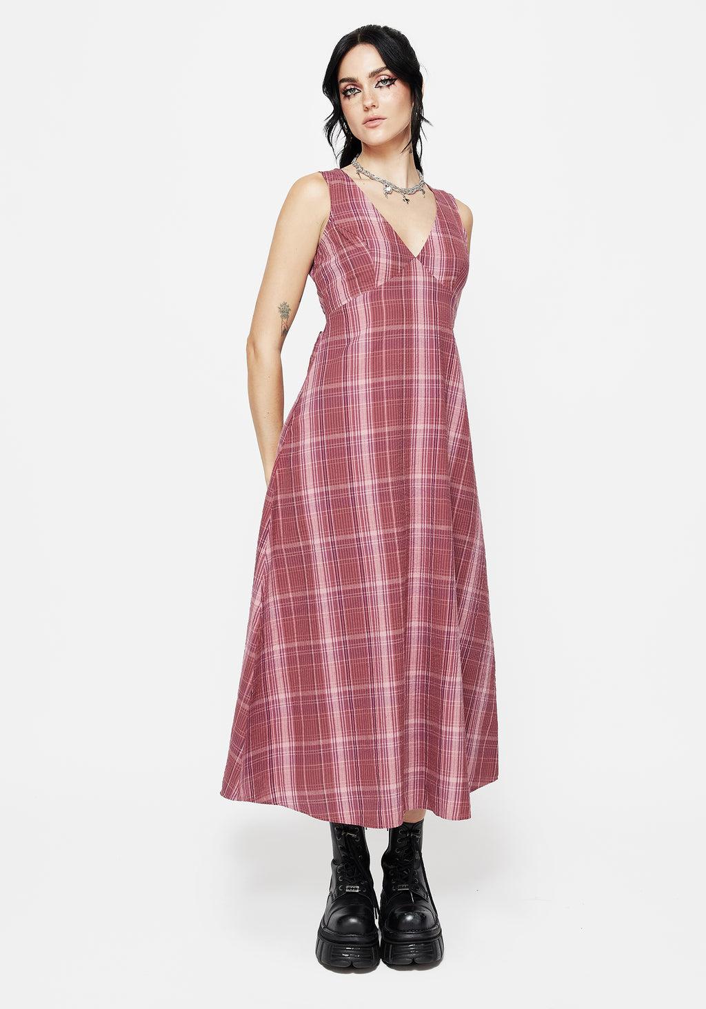 Zorina Cotton Check Midaxi Dress Product Image