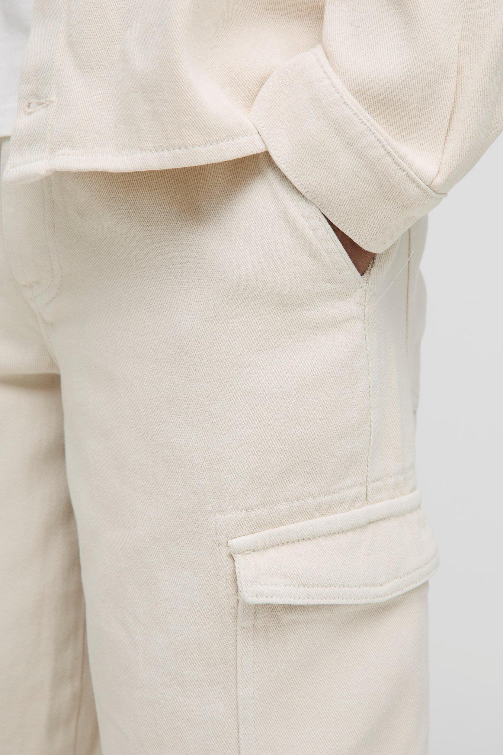 Baggy Fit Stone Washed Cargo Jeans | boohooMAN USA Product Image