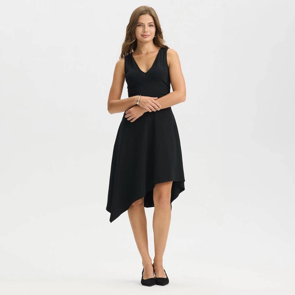 Women's Asymmetrical Midi High-Low Dress - A New Day™ Black XXL Product Image