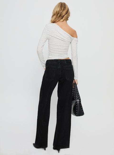 Ellanor Low Rise Straight Leg Jean Washed Black Product Image