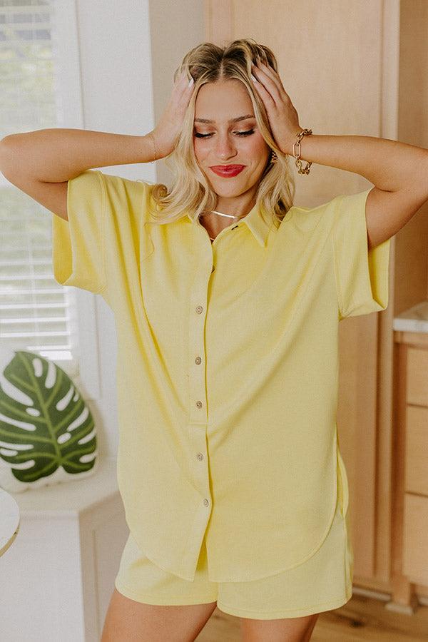 Carefree Charm Button Down Romper In Yellow Product Image