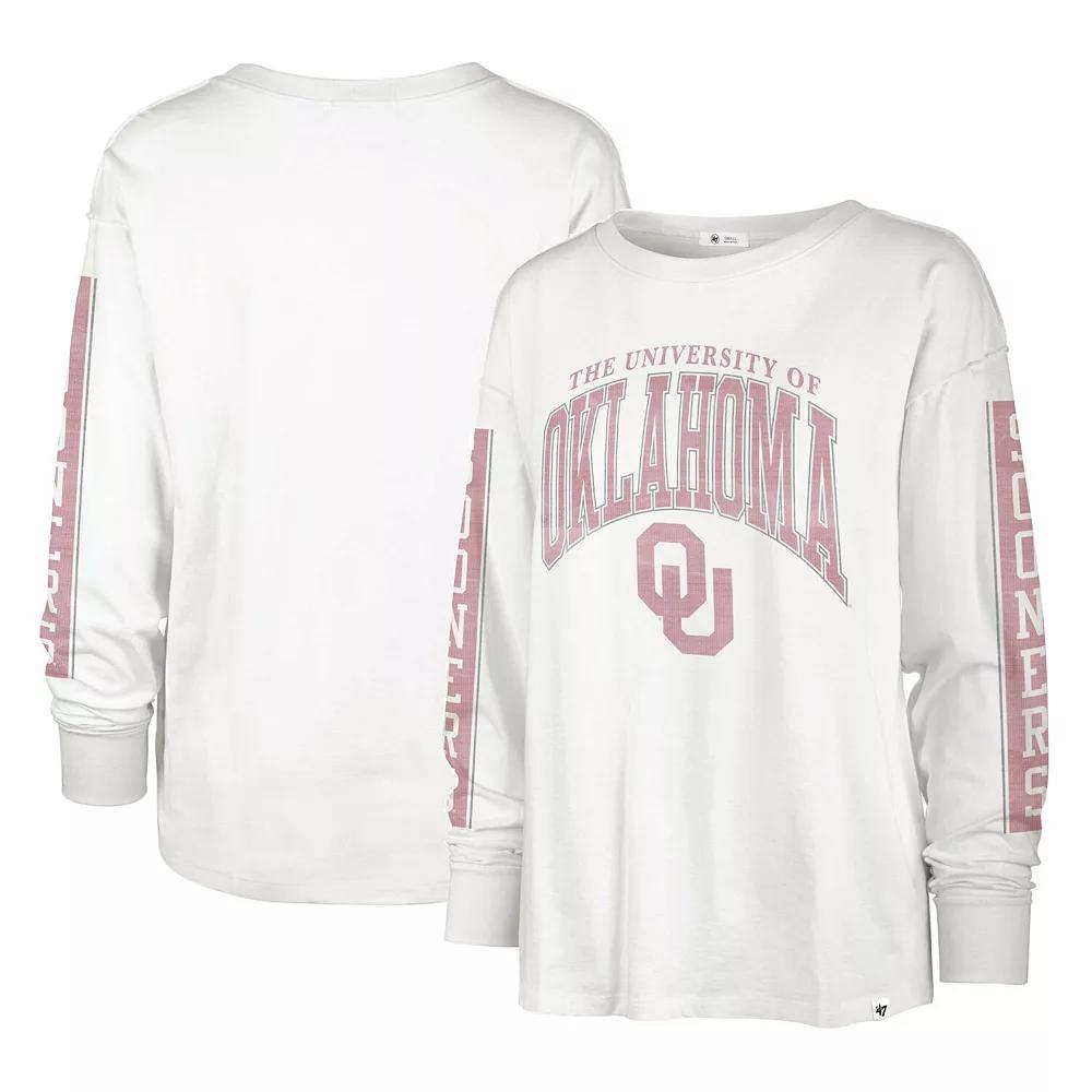 Women's '47 White Oklahoma Sooners Statement SOA 3-Hit Long Sleeve T-Shirt,  Product Image