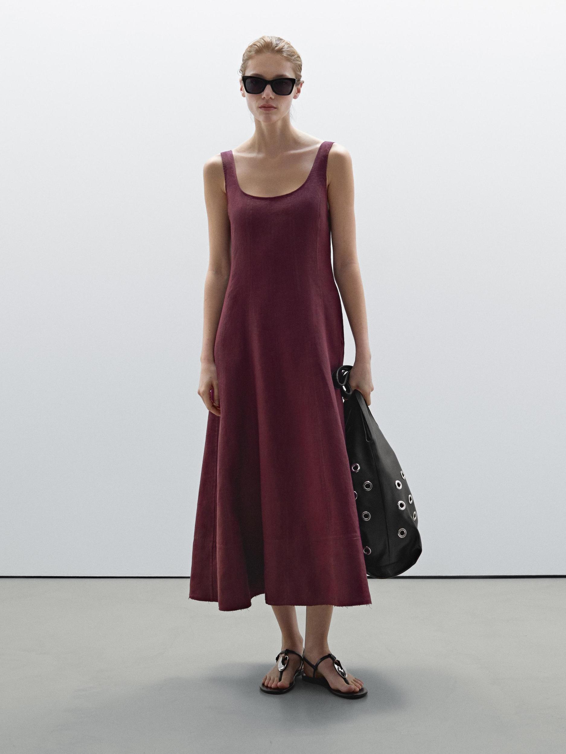 Long flowing 100% linen dress Product Image