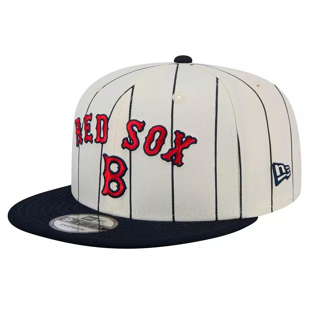 Men's New Era White Boston Red Sox Jersey Pinstripe 9FIFTY Snapback Hat, Beige Product Image