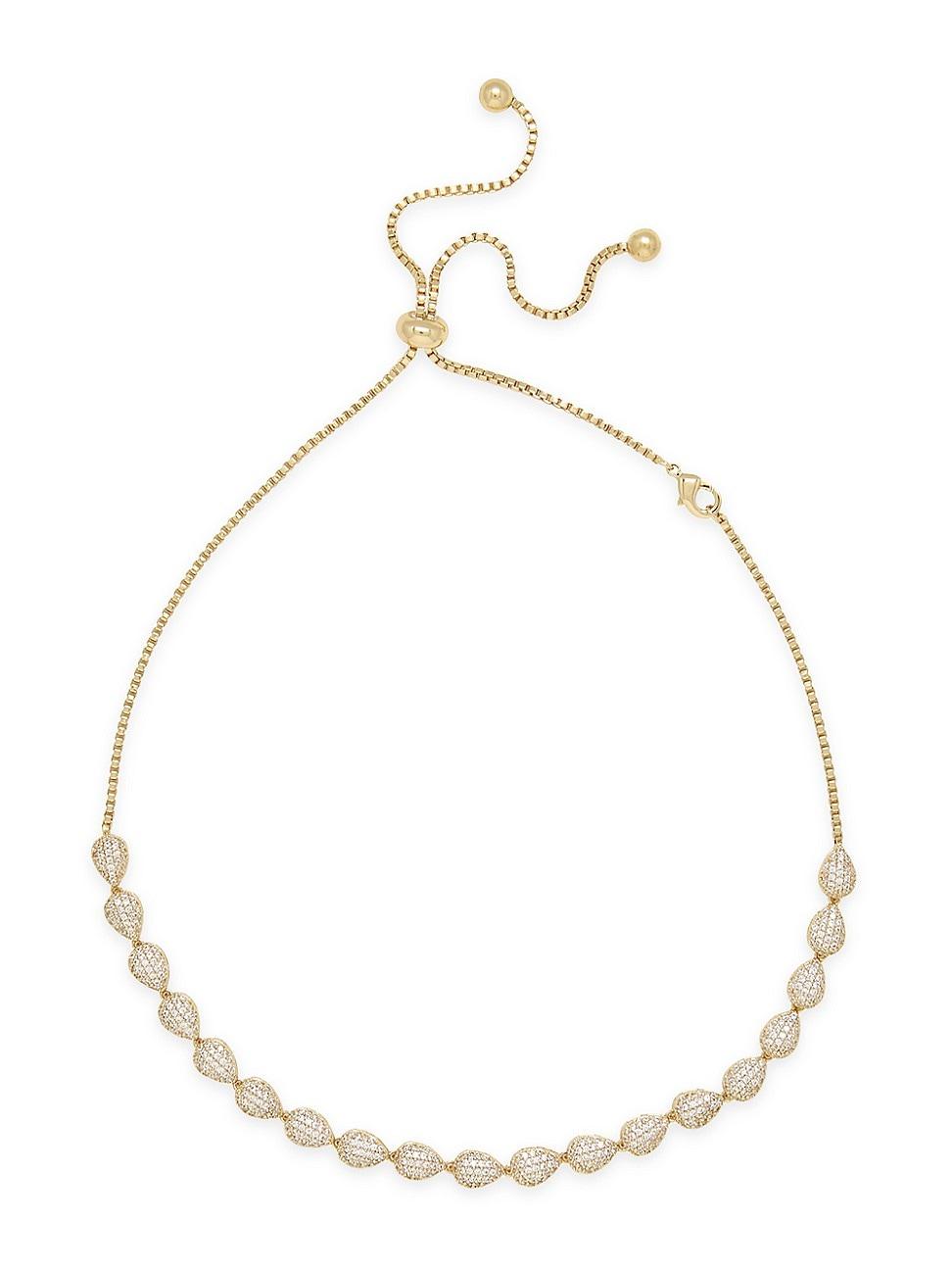 Womens Raised Crystal Teardrop & 18K Gold-Plated Necklace Product Image