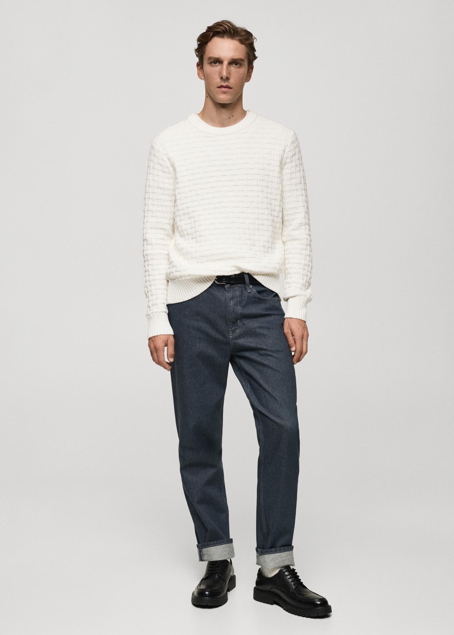 Crossed knit sweater - Men | MANGO USA Product Image
