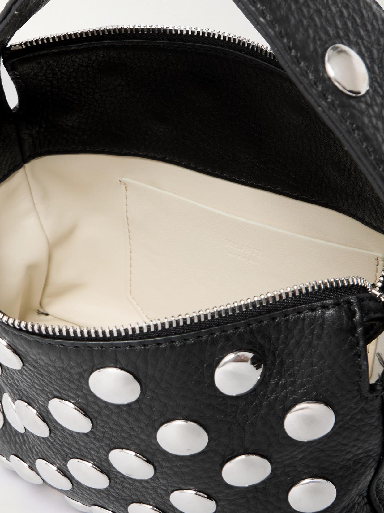 KHAITE Elena Small Studded Textured-leather Shoulder Bag In Black Product Image