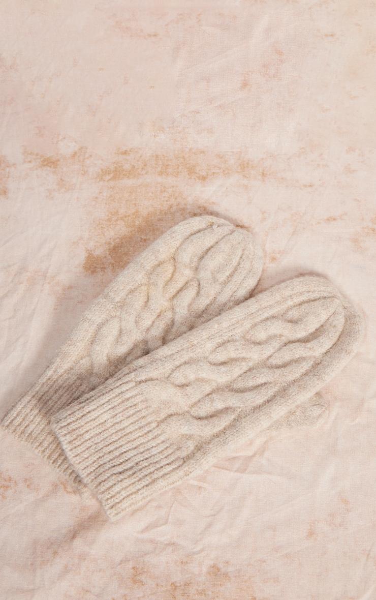 Oatmeal Cable Knit Mittens Product Image