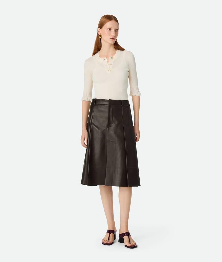 Women's Leather Pleated Skirt in Kale Product Image