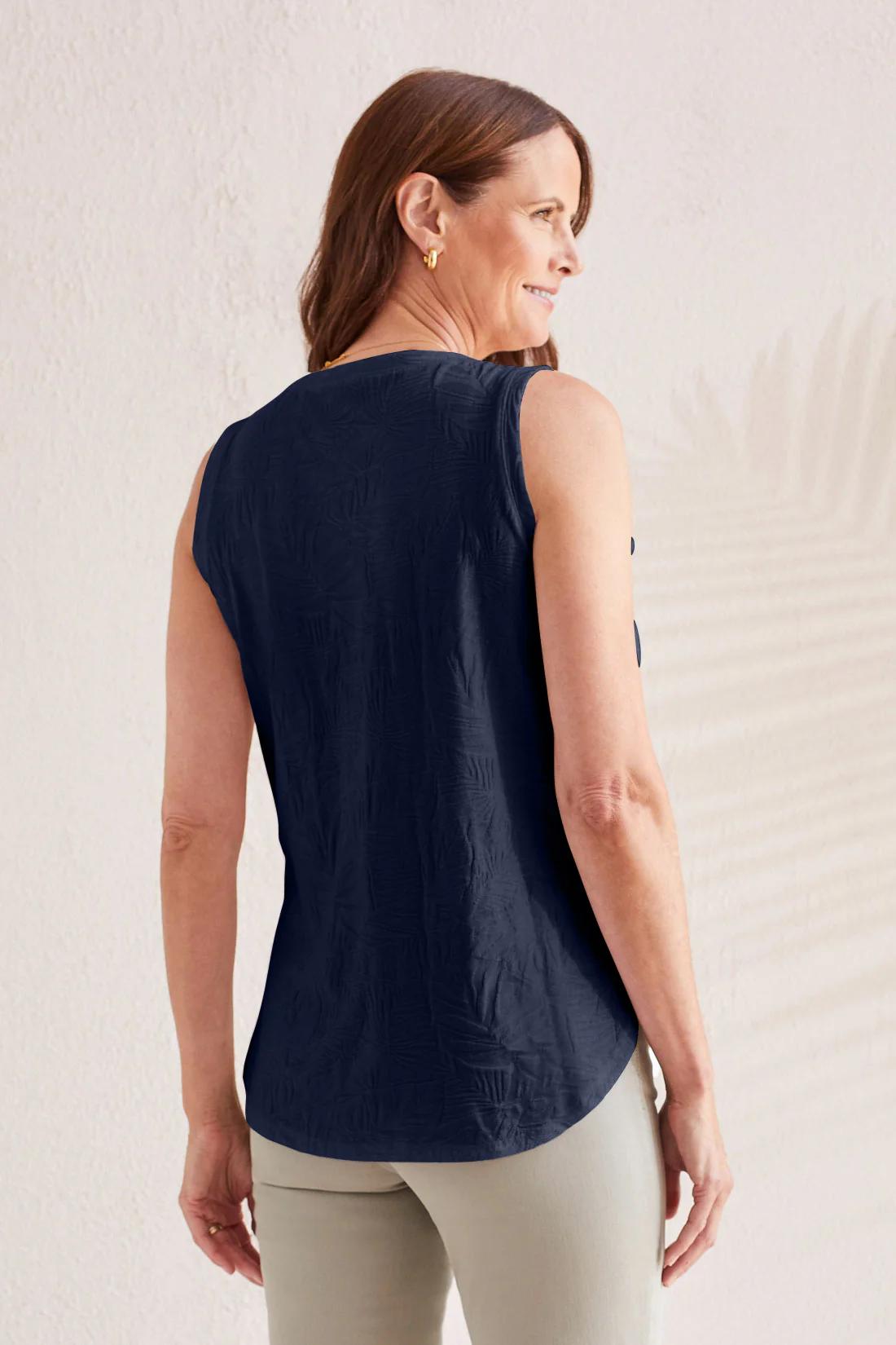 Textured V-Neck Tank With Side Slits Product Image