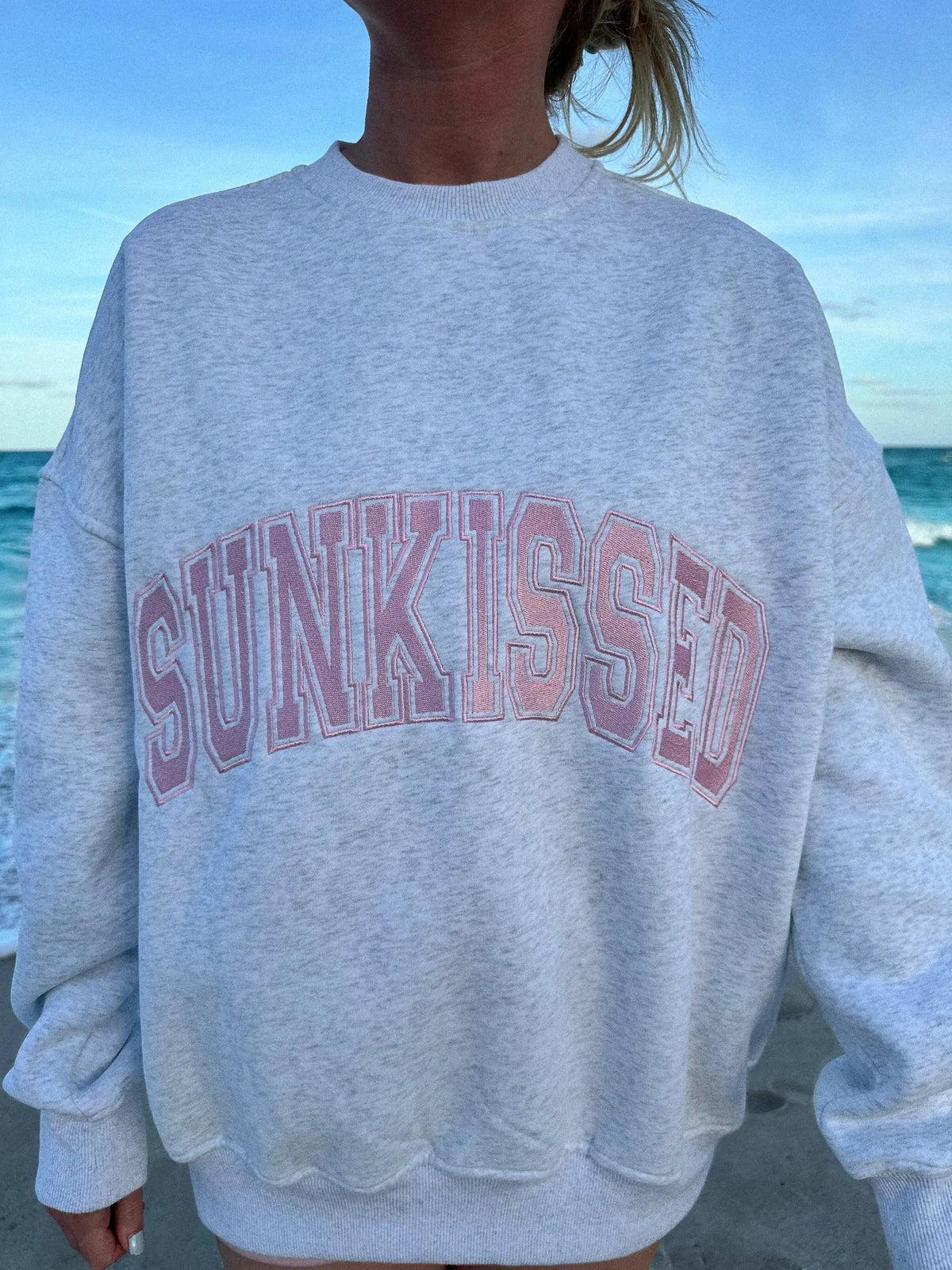 Sunkissed Collegiate Embroider Oversized Crewneck Sweatshirt Product Image