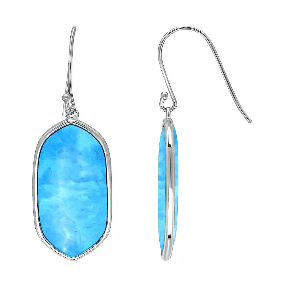 Aleure Precioso Sterling Silver Oval Gemstone Drop Earrings, Women's, Light Blue Product Image