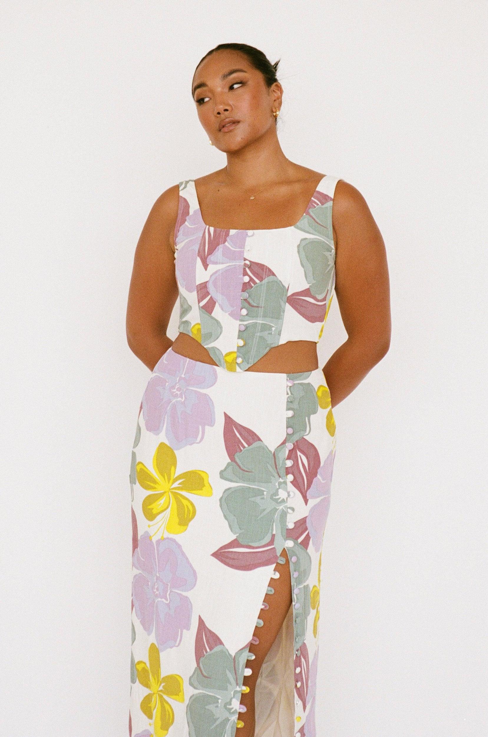 Oralia Top - Royal Floral Product Image