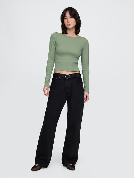 Heavyweight Rib Boatneck Crop T-Shirt Product Image