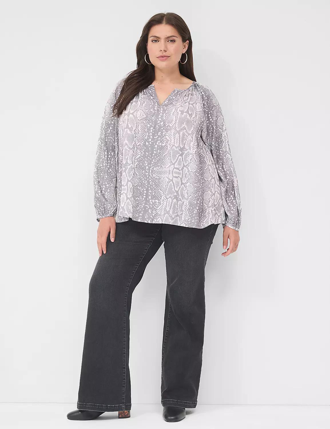 Swing Split-Neck Raglan-Sleeve Top Product Image