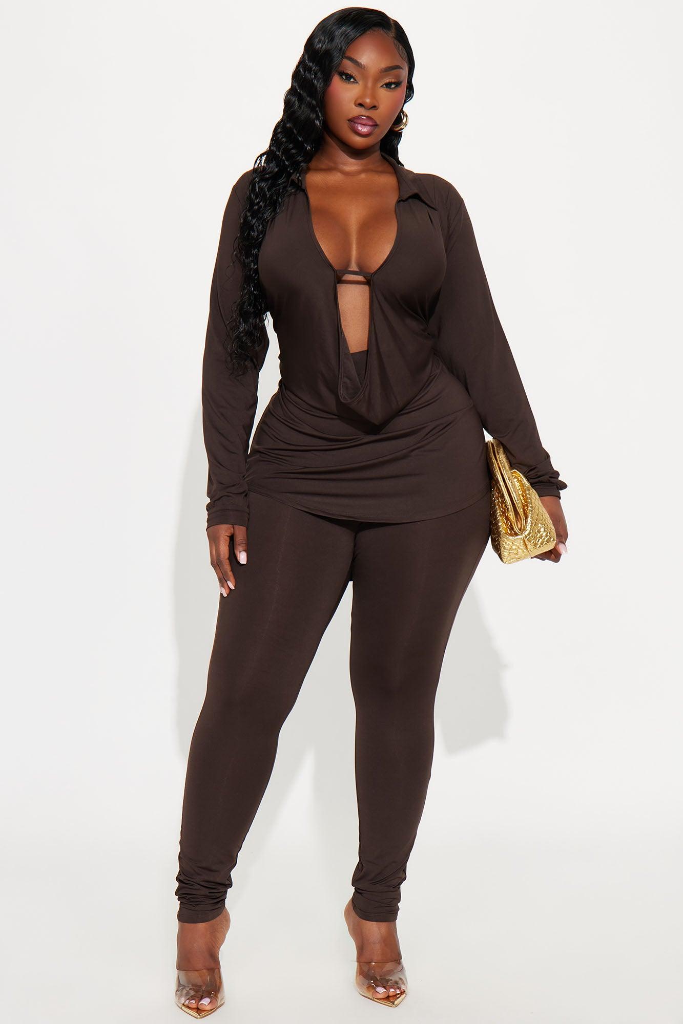 Monique Cowl Neck Legging Set - Chocolate Female Product Image