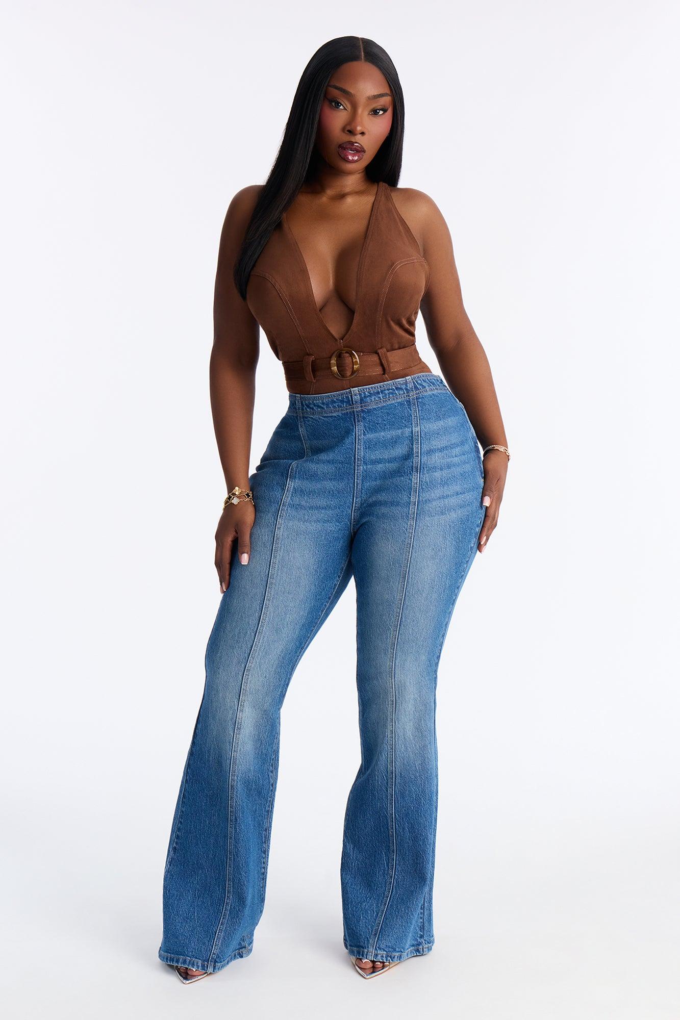 Hailey Faux Suede Belted Bodysuit - Brown Female Product Image