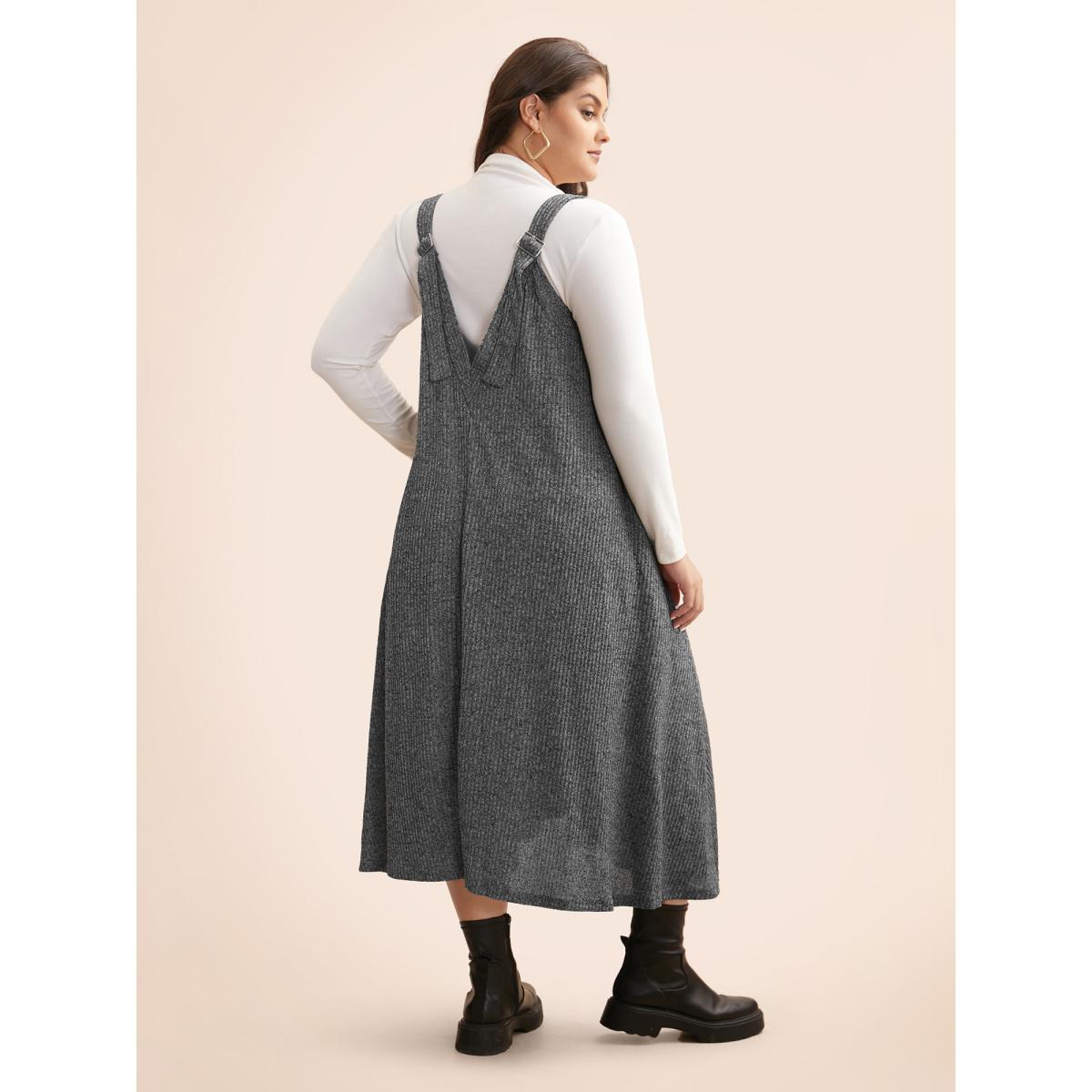 Plus Size Solid Heather Textured Cami Dress Mediumgray Women Casual Texture Non Sleeveless Curvy BloomChic 26/4X Product Image