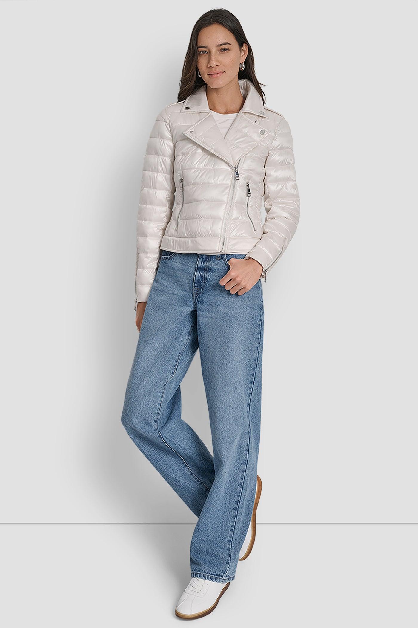 MOTO STYLE LIGHT WEIGHT PUFFER JACKET Product Image