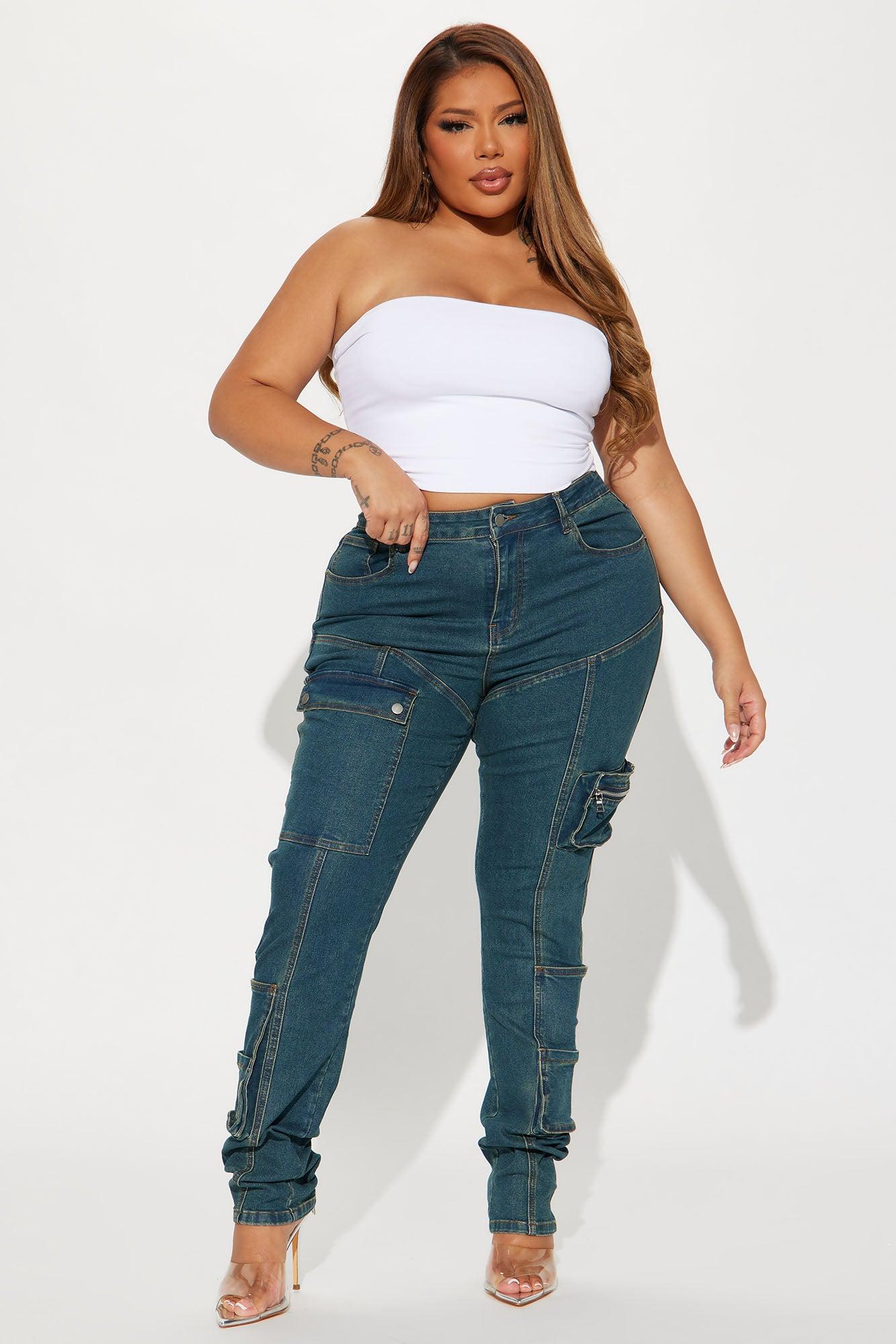 Good Form Cargo Slim Straight Leg Jeans - Dark Wash Product Image