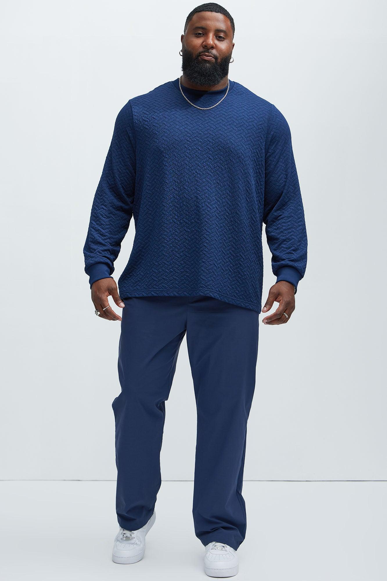 We Outside Textured Long Sleeve Tee - Navy Product Image