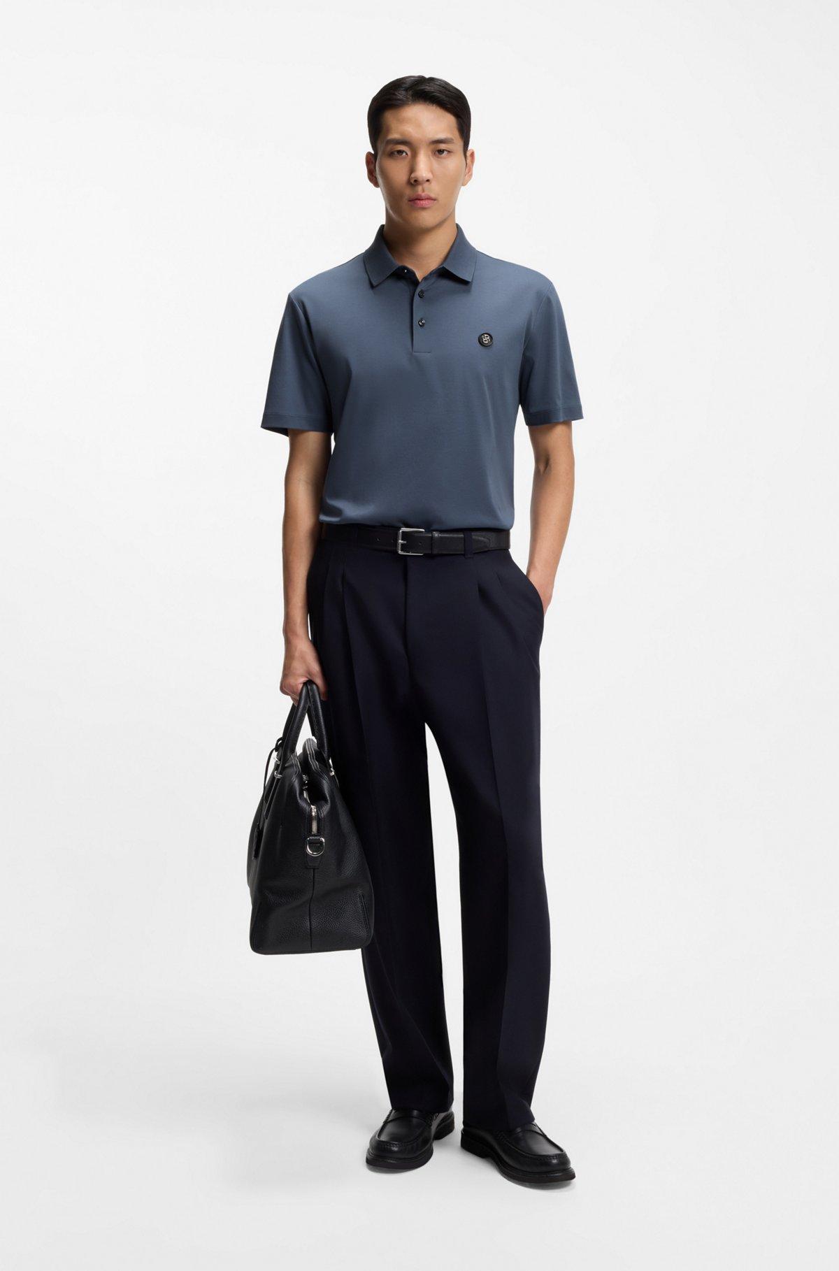 Monogram-jacquard polo shirt in cotton Product Image