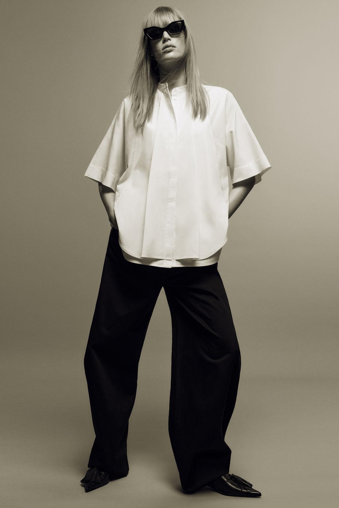 DECONSTRUCTED COTTON BARREL-LEG PANTS Product Image