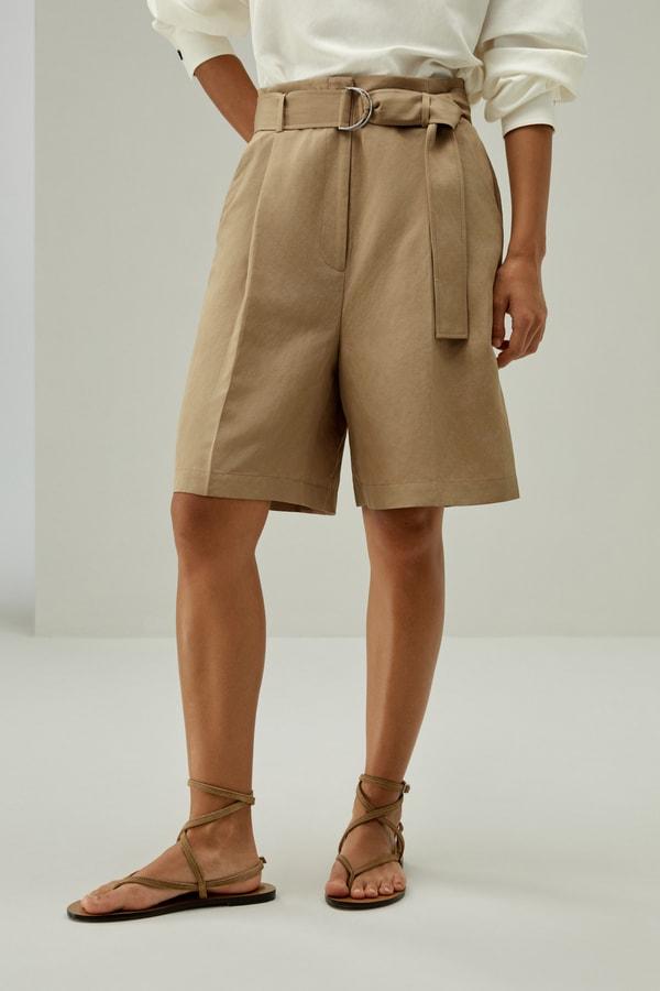 Chic Silk-Linen Blend Bermuda Shorts Product Image
