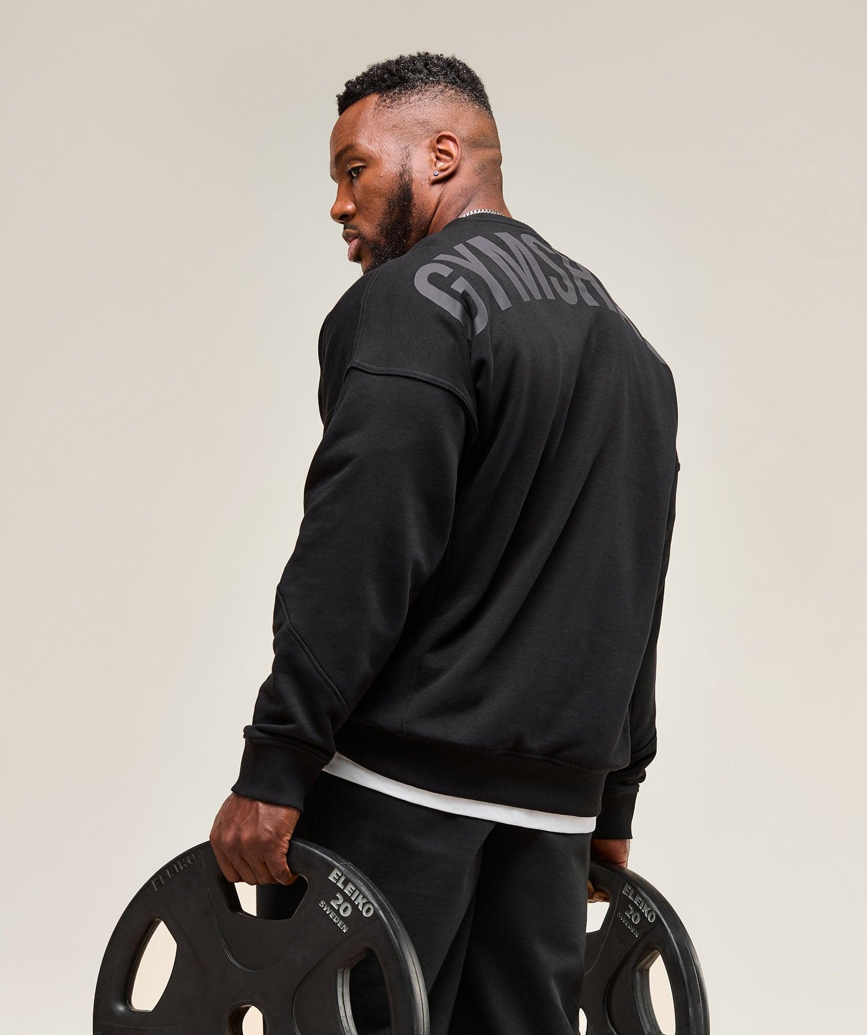 Gymshark Power Crew - Black Male Product Image