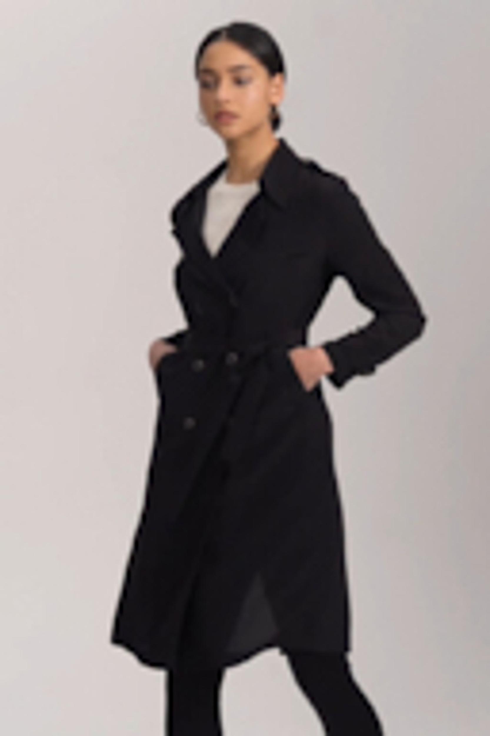 Classic Double-Breasted Silk Trench Coat Product Image