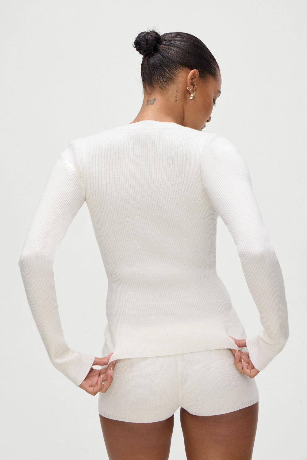 Bradley Knit Booty Shorts - White Product Image