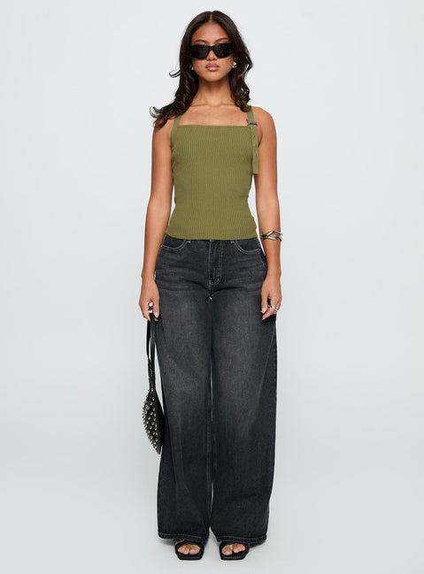 Bare It All Buckle Detail Top Green Product Image