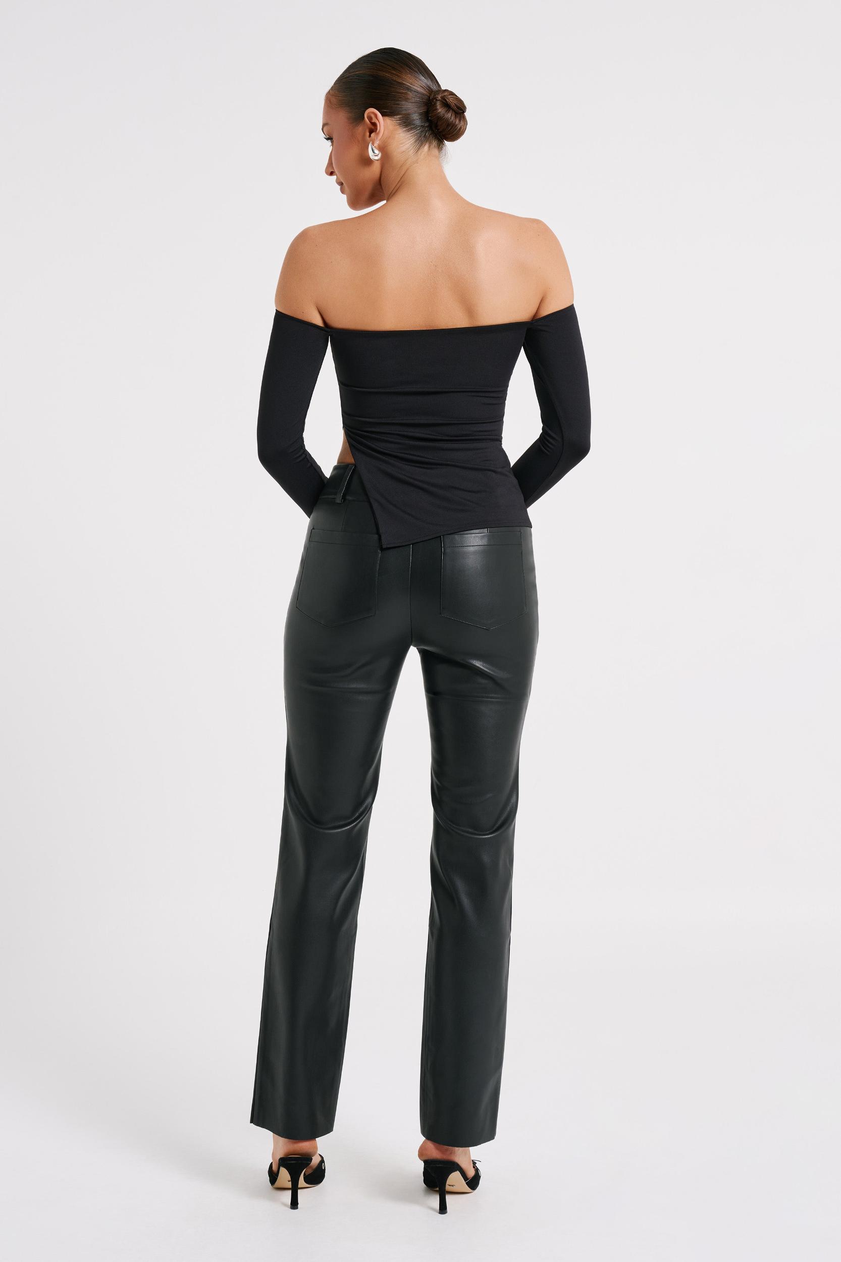 Laurette Faux Leather Straight Leg Pant - Black Product Image