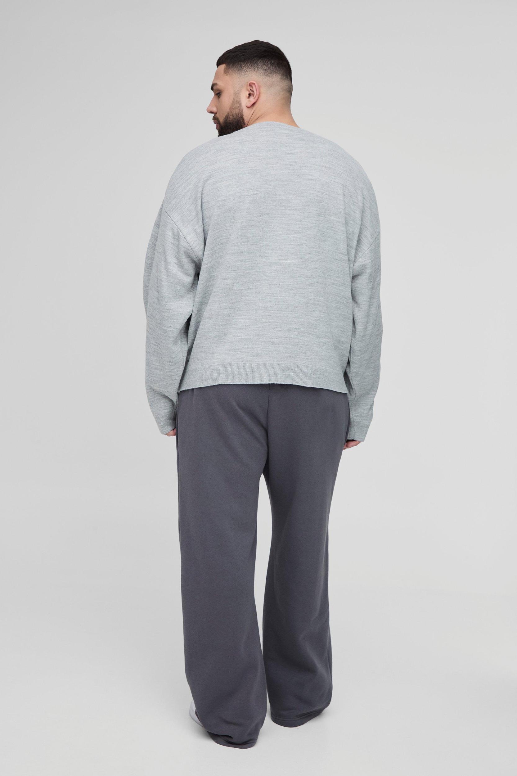 Plus 13 Boxy Oversized Knitted Sweater | boohooMAN USA Product Image
