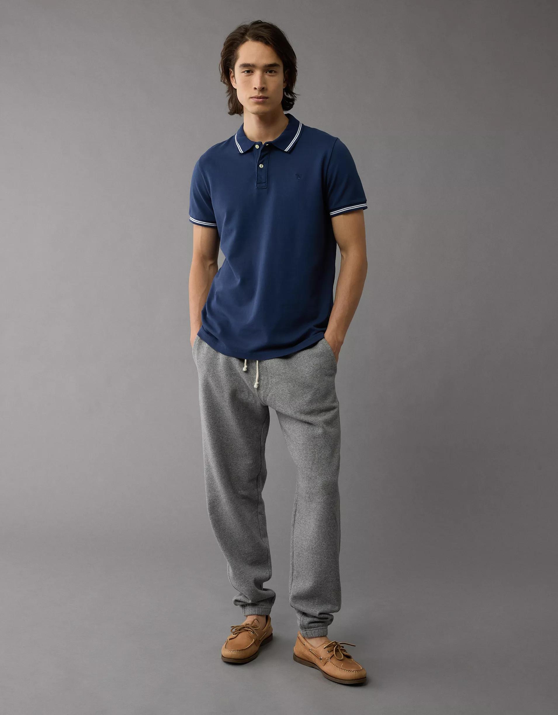 AE Lived-In Stretch Pique Slim Fit Tipped Polo Shirt Product Image