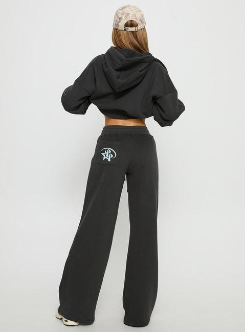Princess Polly Stargirl Wide Leg Sweat Pants Charcoal Product Image