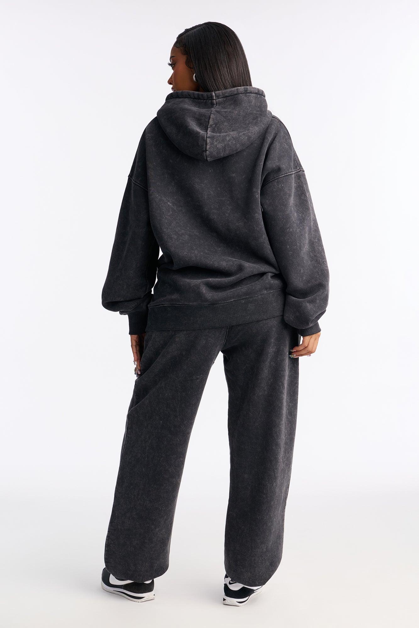 Saint Washed Fleece Hoodie Jogger Pant Set - Charcoal Female Product Image