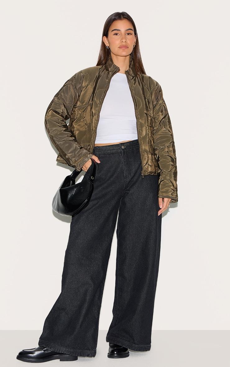  Olive Padded Wave Funnel Neck Jacket Product Image