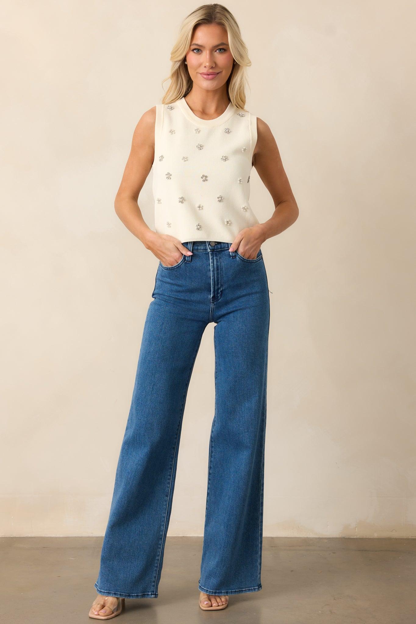 Wherever We Go Medium Wash Wide Leg Jeans Product Image