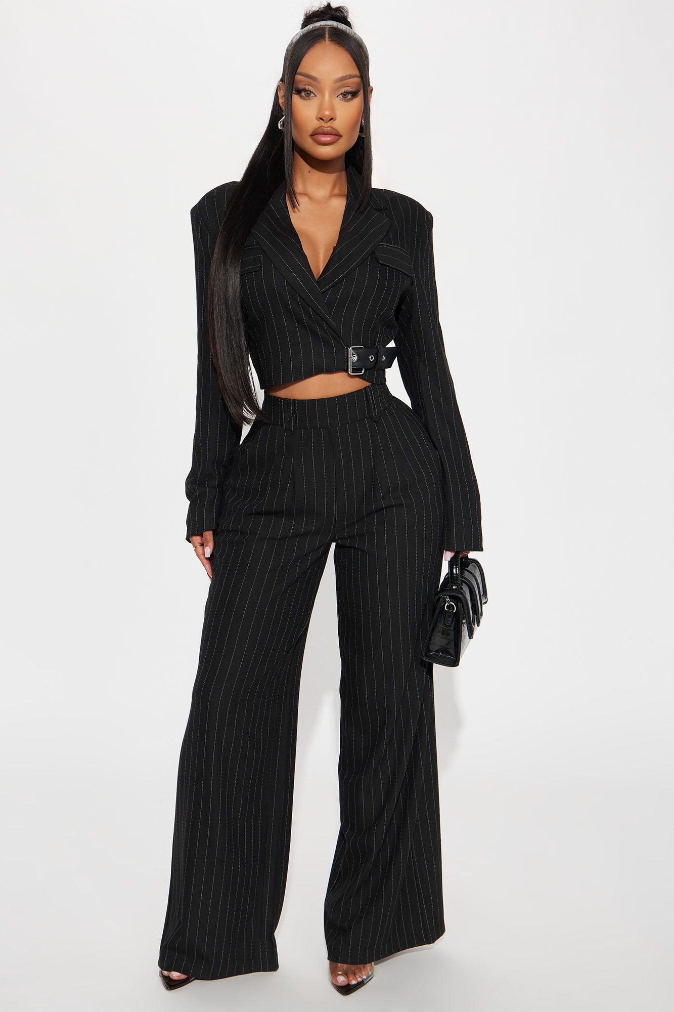 Breakeven Pinstripe Blazer - Black Product Image