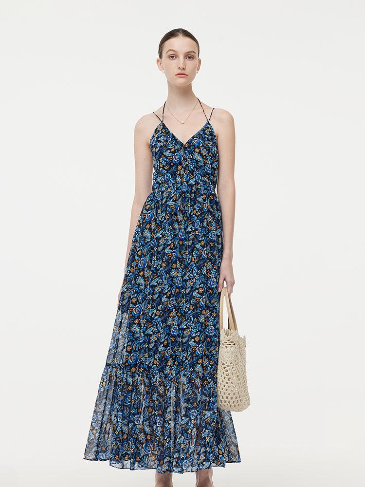 10MM Mulberry Silk Halterneck Slip Maxi Dress With Detachable Chest Pa Product Image