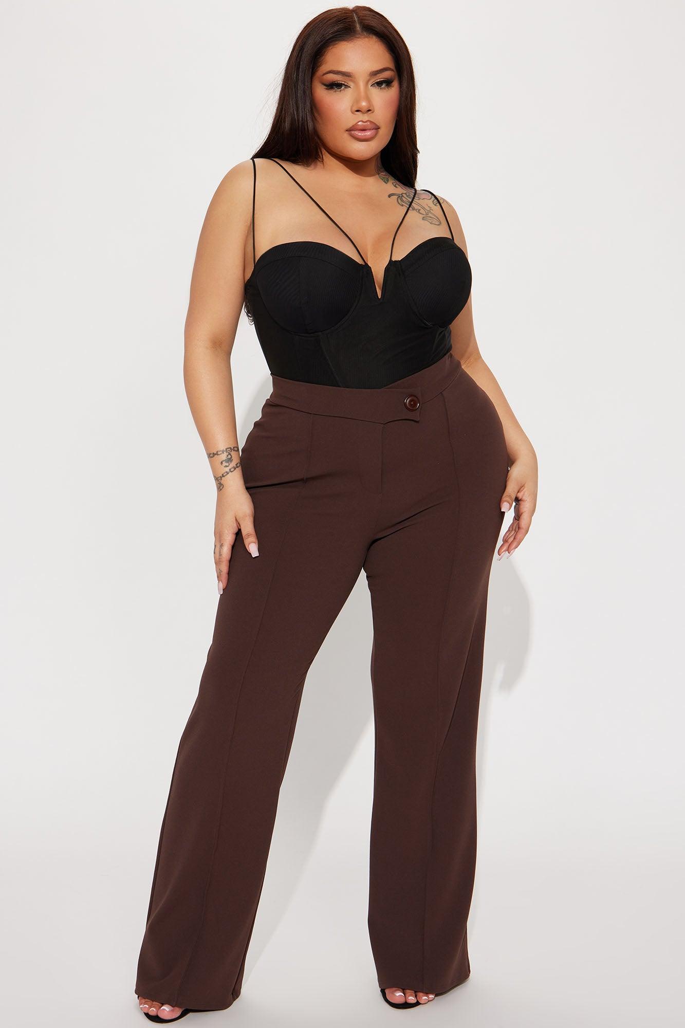 Petite Call It Even Wide Leg Dress Pants - Chocolate Product Image