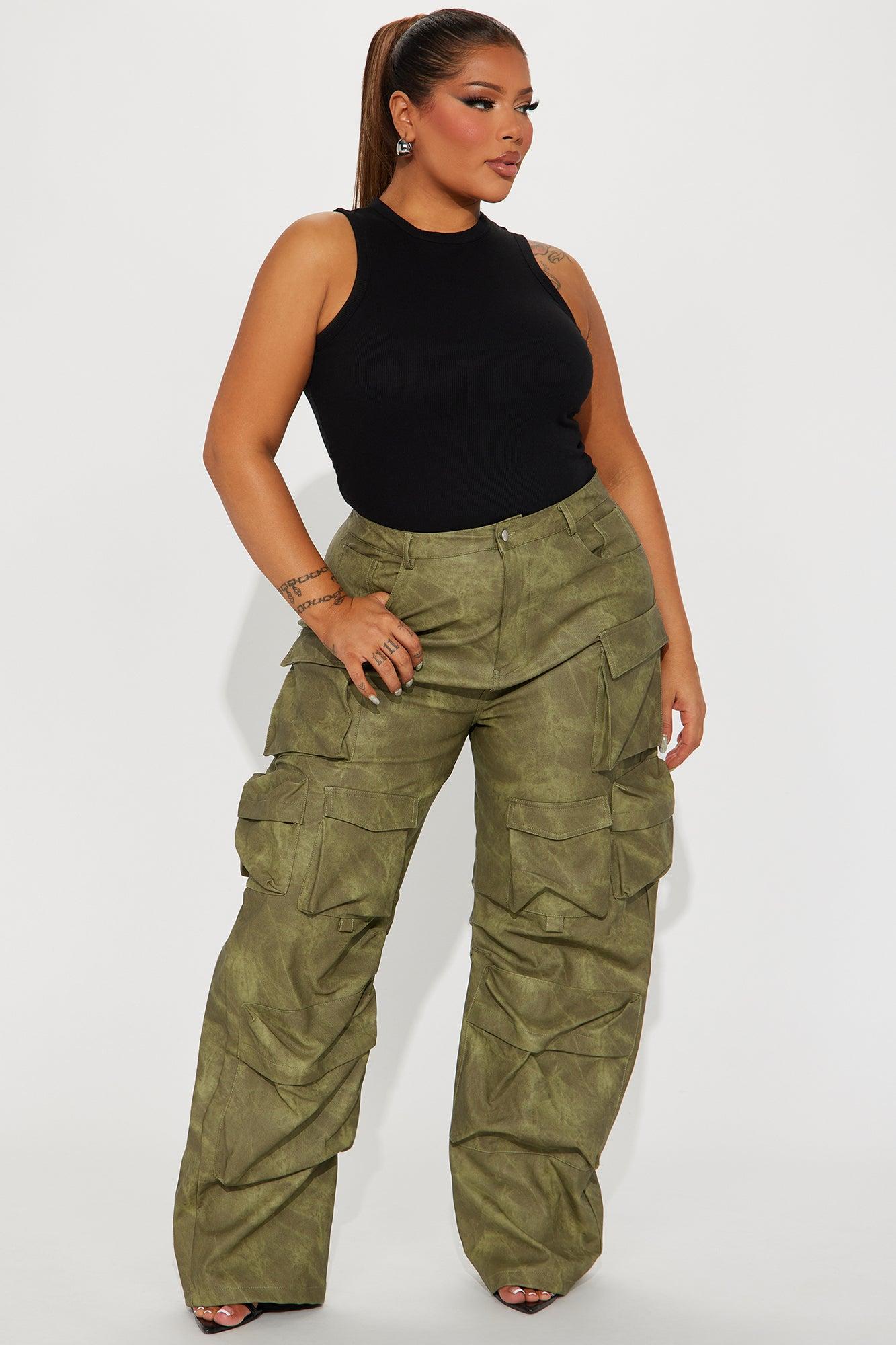 Harvey Washed Faux Leather Cargo Pant - Olive Product Image